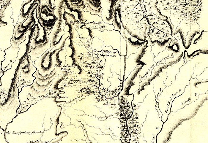 Figure 12  - Collot Map, "The Chickasaw Country 1796-1800" - All images are copyright protected. Please contact the author, Stephen R. Cook to purchase rights to use these images.